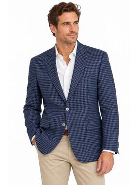 BYRON jacket blazer sport coat blue check 44R business casual boardroom wool